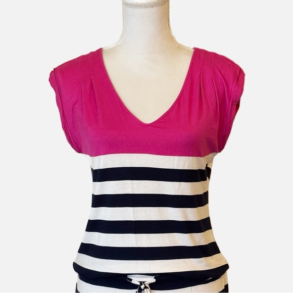 Tori Richard Alyssa Mini Striped V-neck Dress with Stretch Women’s Small - Picture 3 of 10
